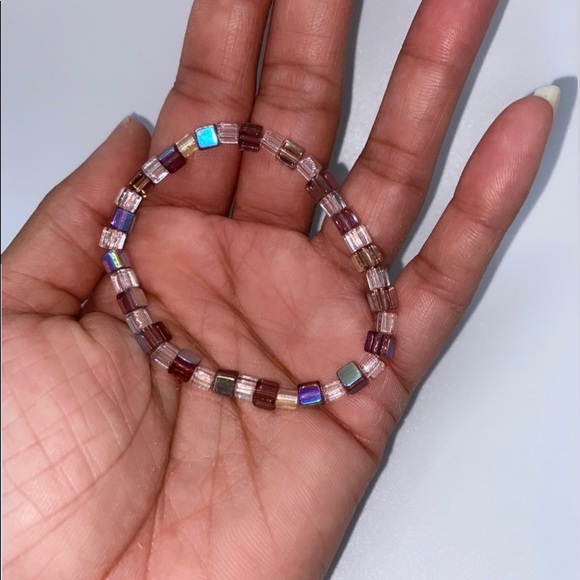 Handmade Glass Cube Bead Necklace & Bracelet Set - Picture 9 of 11